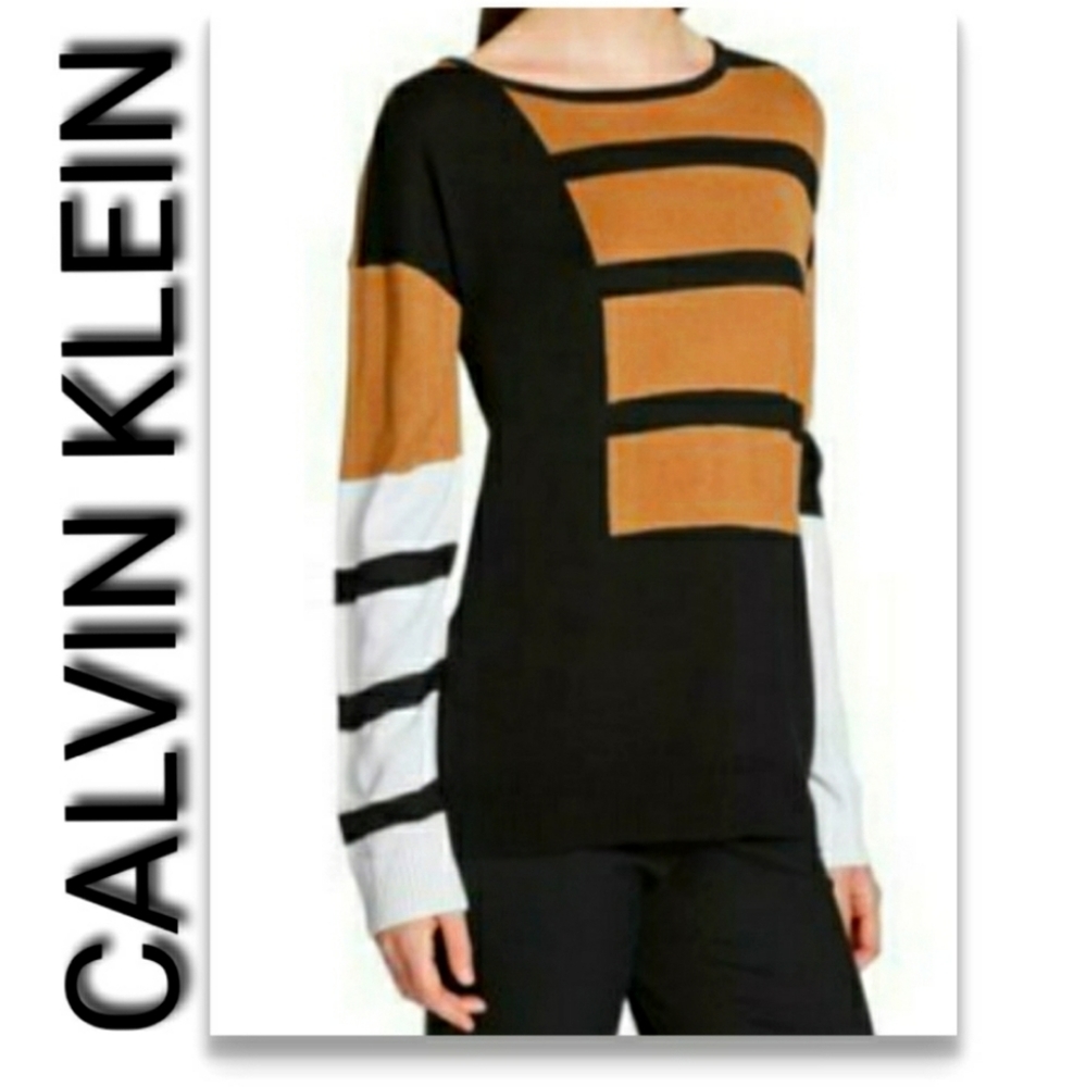CALVIN KLEIN Women's striped color block sweater